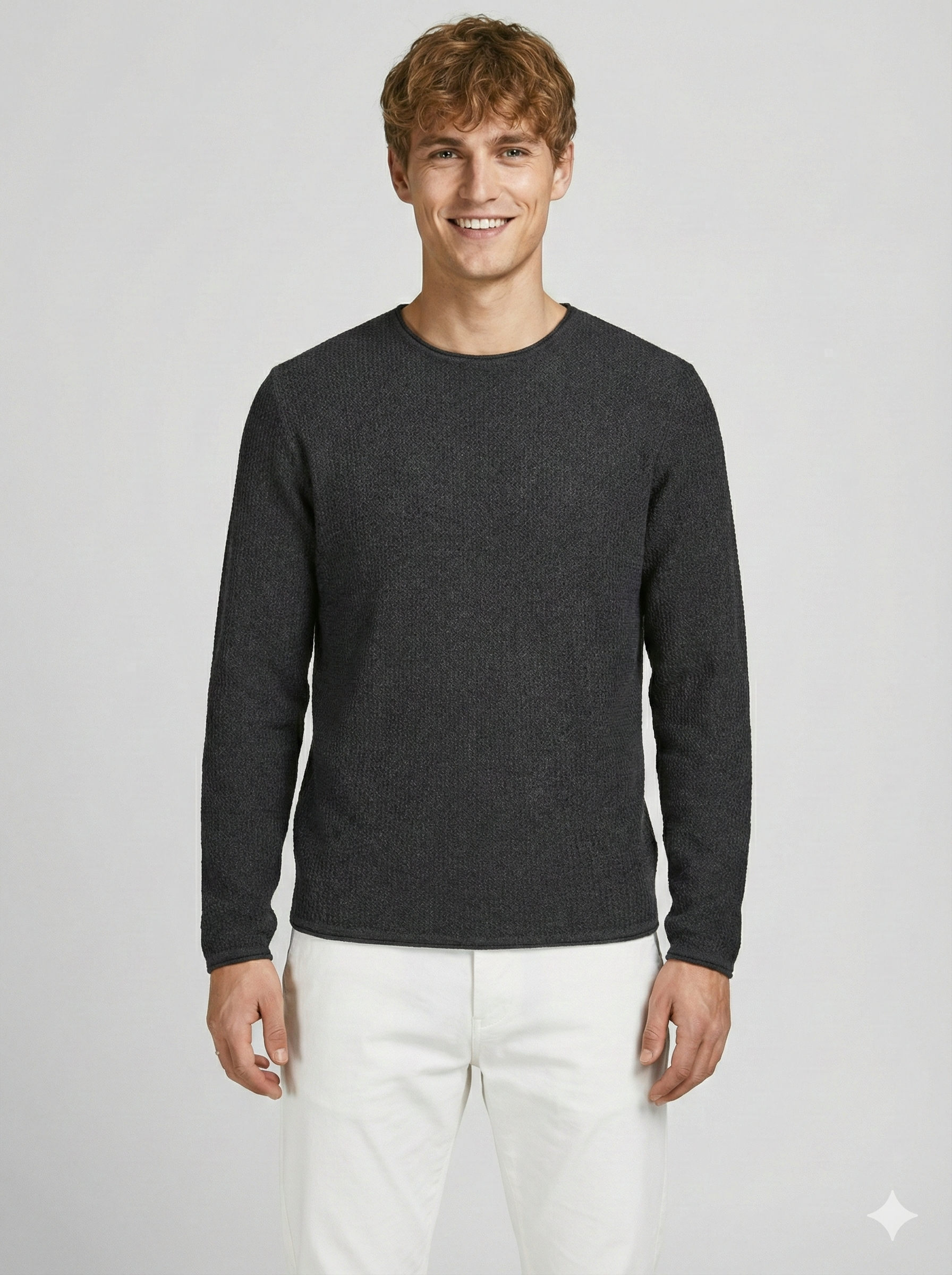 Jack & Jones JJECOOPER KNIT Koyu Gri Melanj Erkek Sweat Kazak 12258407