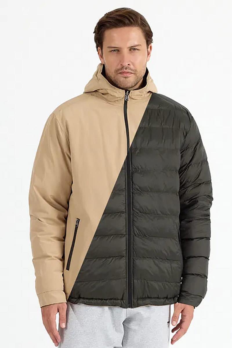 Slazenger BRELIS Erkek Çift Taraflı Bej Haki Mont & Kaban