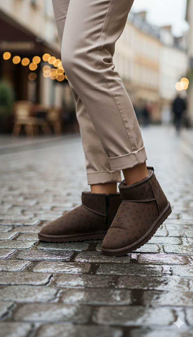 Pierre Cardin Baskılı Kadın İçi Peluş Süet Koyu Kahve Günlük Bot 55391