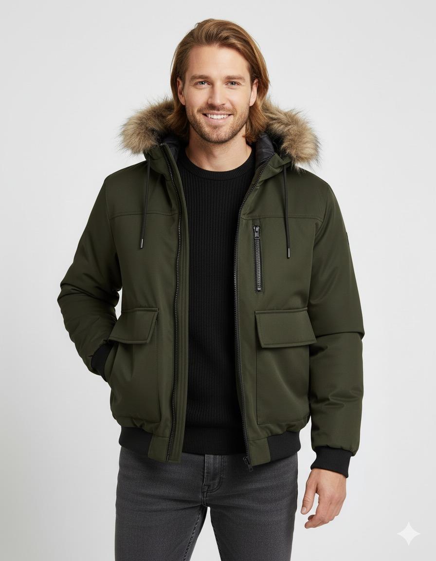 Jack & Jones JJCHARLIE DETACHABLE FAUX FUR BOMBER Erkek Mont Rosin 12279474
