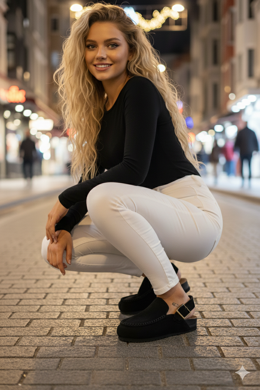 Manijero Alba Premium MNR.010.03 Kadın Siyah Günlük Hakiki Deri Sandalet Terlik