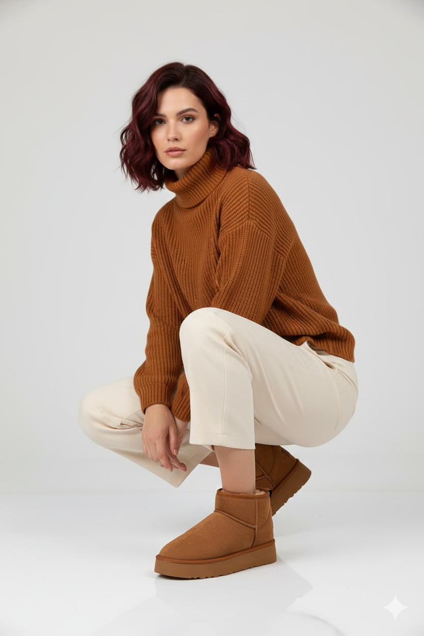 FeelUp Süet İçi Kürklü Kısa Kalın Taban Taba Kadın Günlük Bot