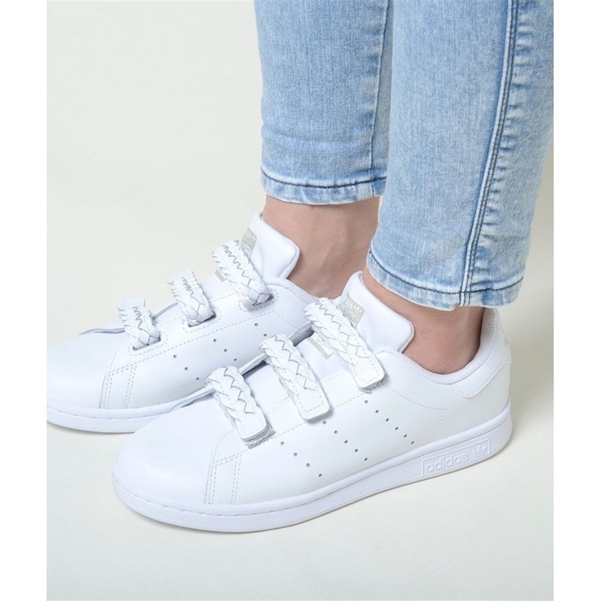 Adidas Stan Smith Beyaz Cırtlı Kadın Spor Ayakkabısı EG7568