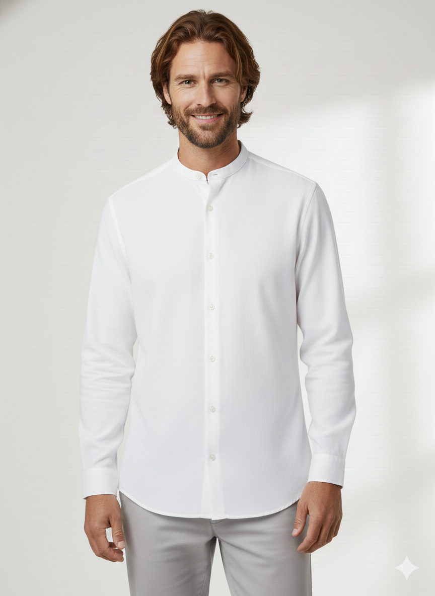 Jack & Jones JJESUMMER Band Erkek Keten Gömlek Beyaz 12269319