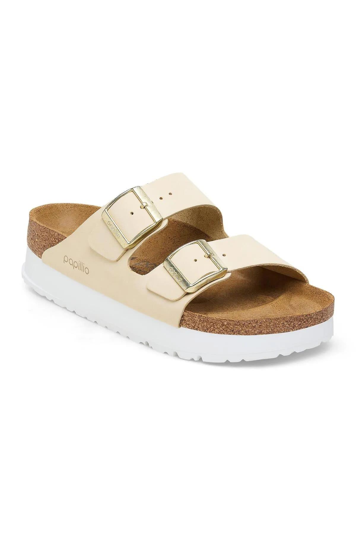 Birkenstock Arizona Platform Flex Nu Ekru Çift Tokalı Kadın Terlik 1026924 v1