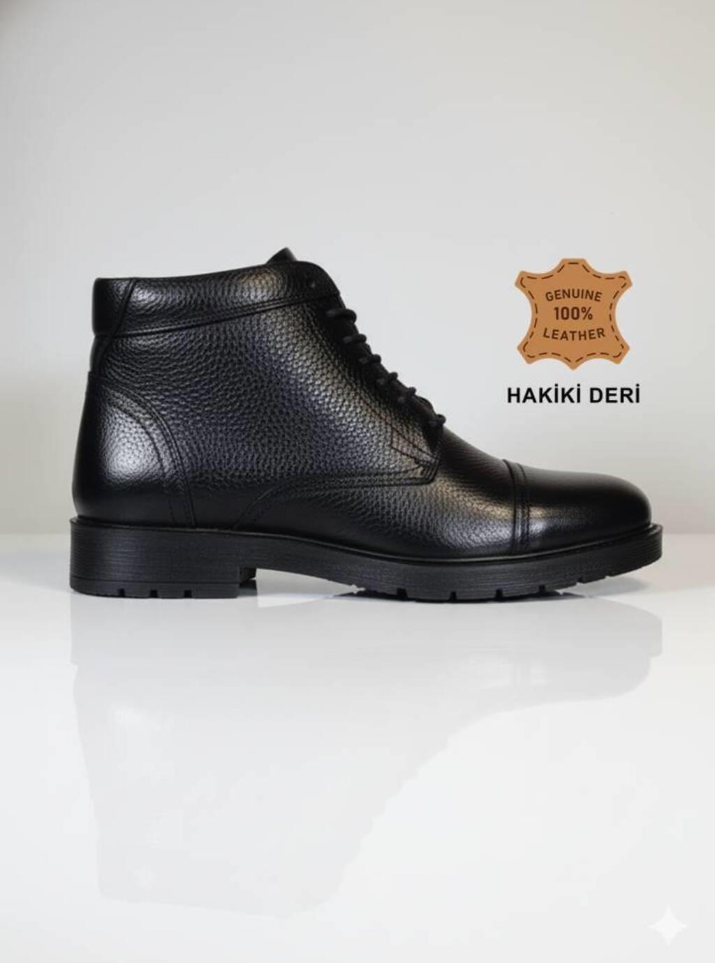 OREGON ® I 100 Montra Fermuarlı Bağcıklı Siyah Hakiki Deri Erkek Bot