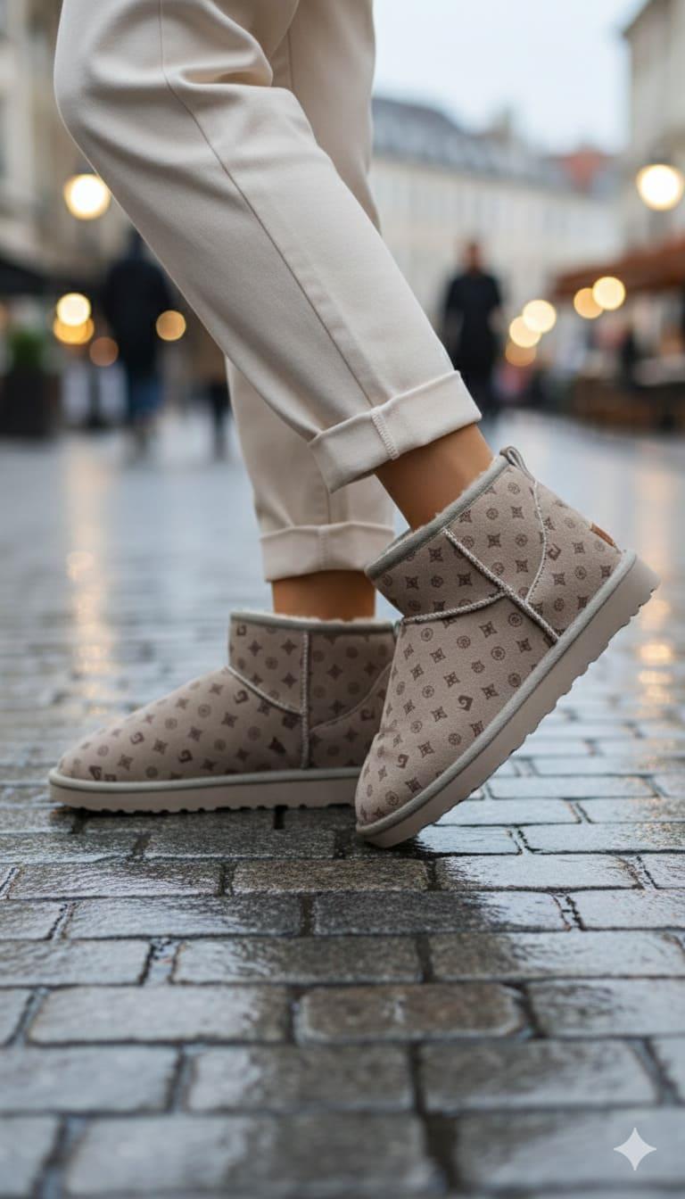 Pierre Cardin Baskılı Kadın İçi Peluş Süet Bej Günlük Bot 55391