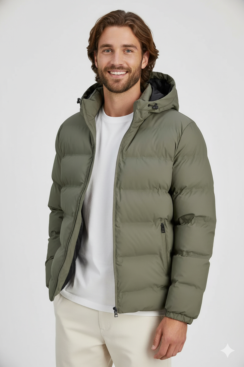 Jack & Jones JJELEMENTS PU PUFFER SN Şişme Erkek Mont Yeşil 12279239