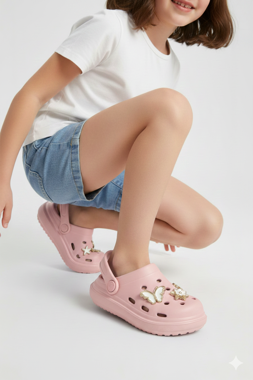 Cross Anatomik Taşlı Pembe Eva Plaj Deniz Günlük Çocuk Terlik 755