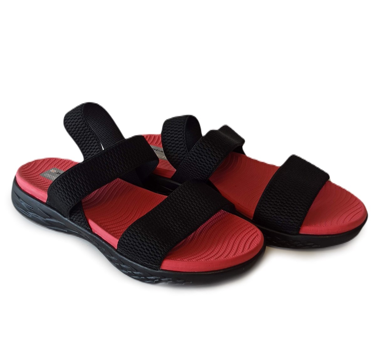Dunlop Kadın Ortholite Taban Sandalet Lastikli Ayakkabı Siyah Kırmızı 1162  v1