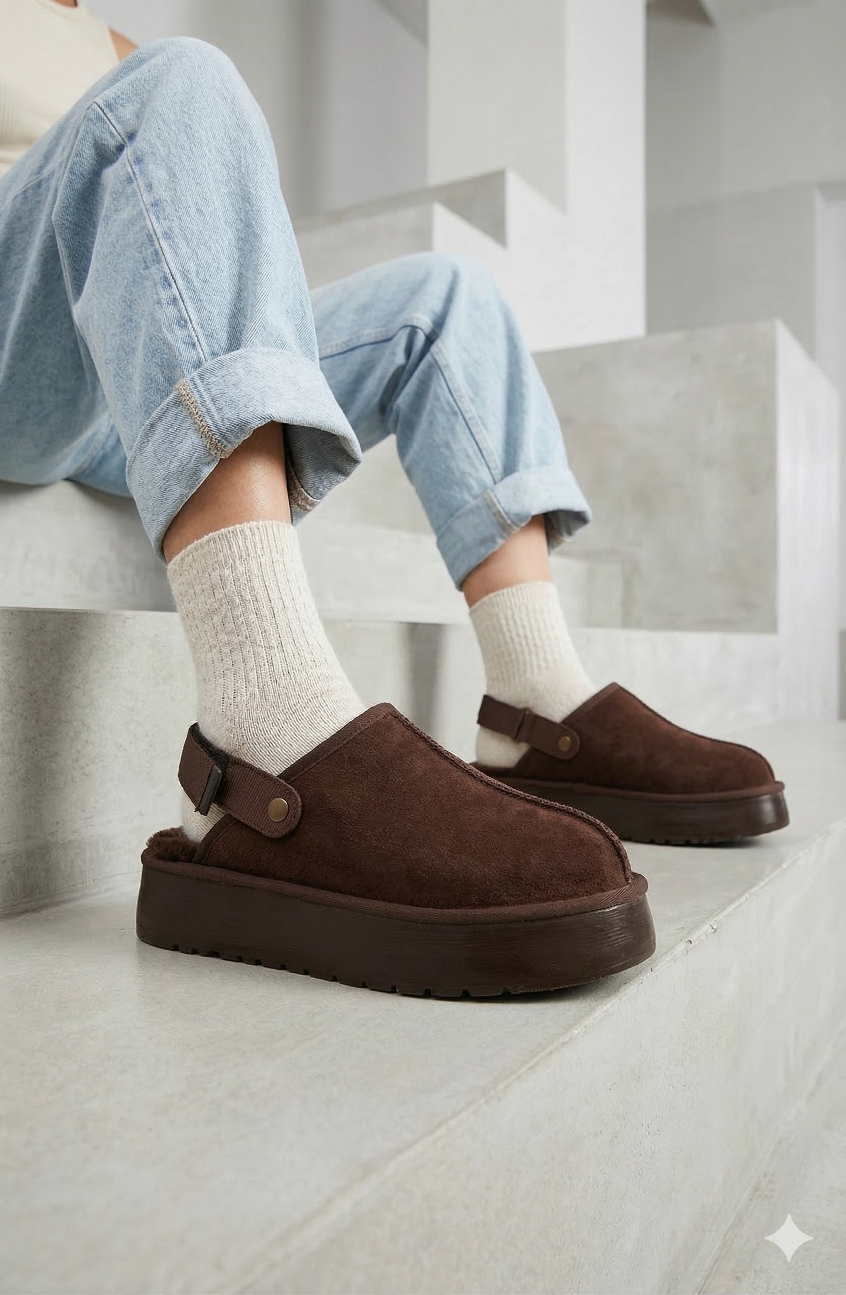 Roy Jones Hobart Kadın İçi Kürklü Kahve Yüksek Taban Günlük Terlik 9000-104