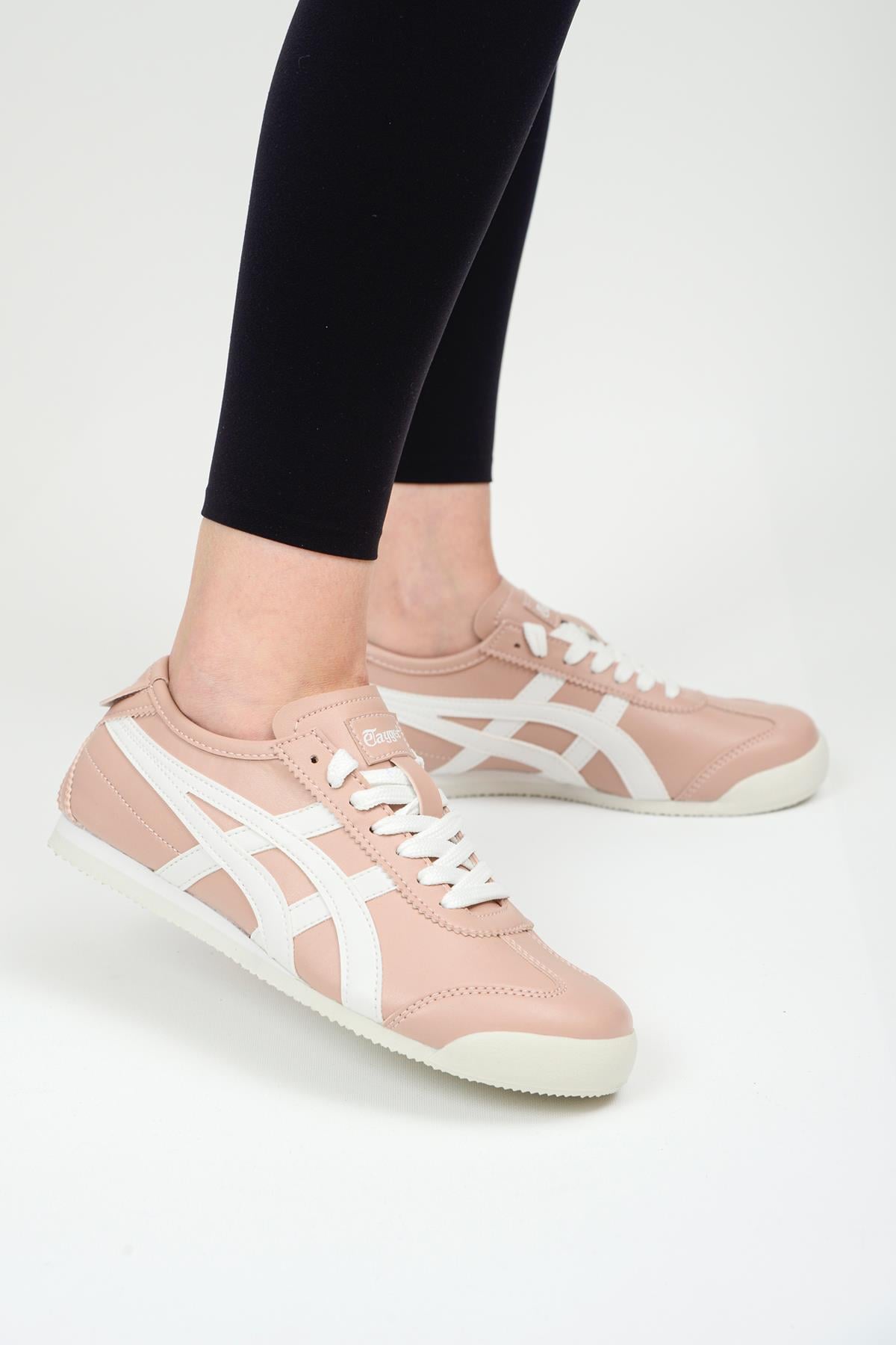 eTayger E-2009 Pudra Beyaz Kadın Sneaker Spor Ayakkabı v1