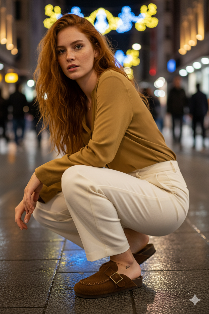 Manijero ARYA Premium MNR.017.02 Kadın Taba Günlük Hakiki Deri Terlik