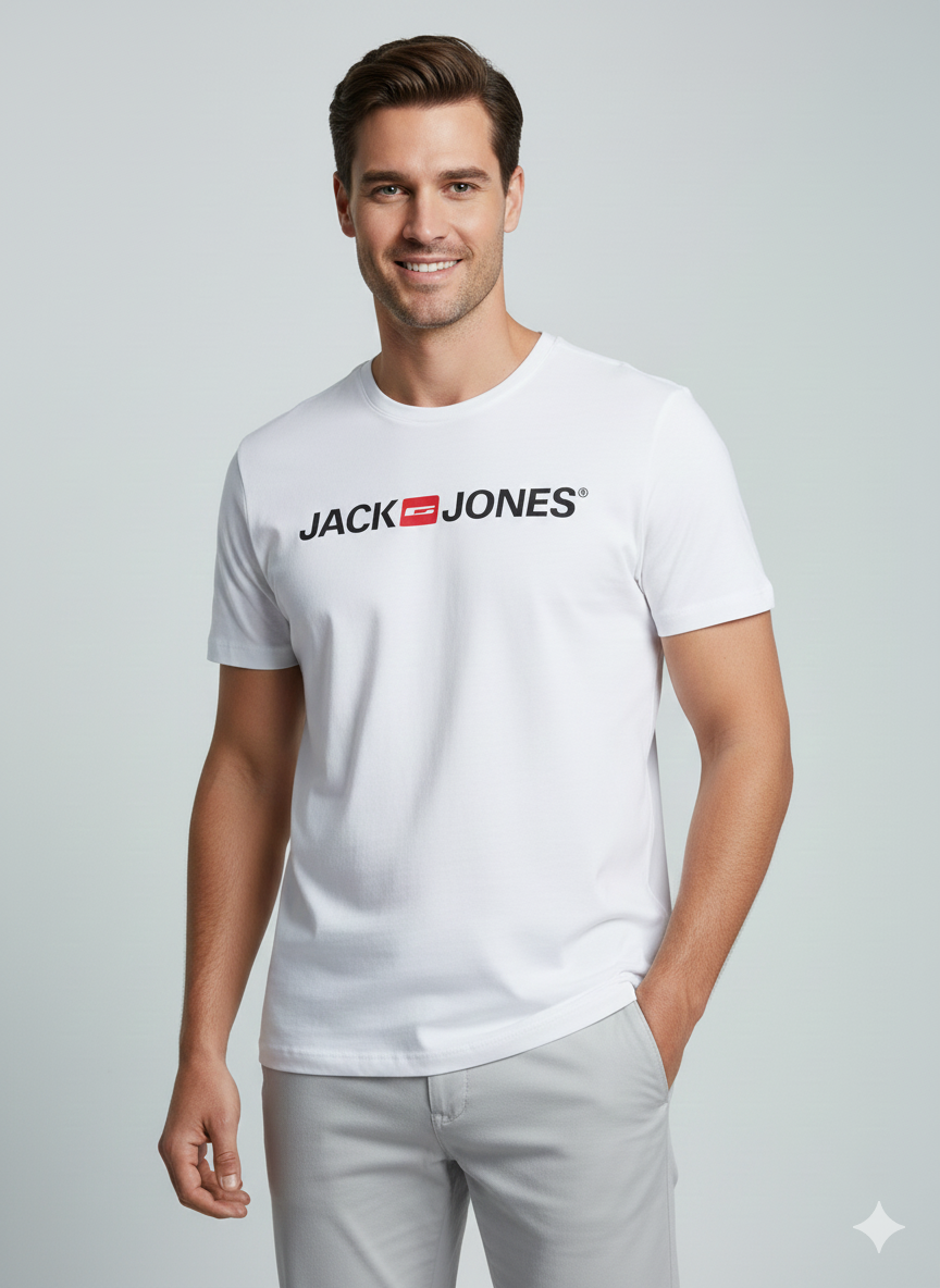 Jack & Jones JJECORP Old Logo Bisiklet Yaka Beyaz Erkek Tişört 12137126 v1