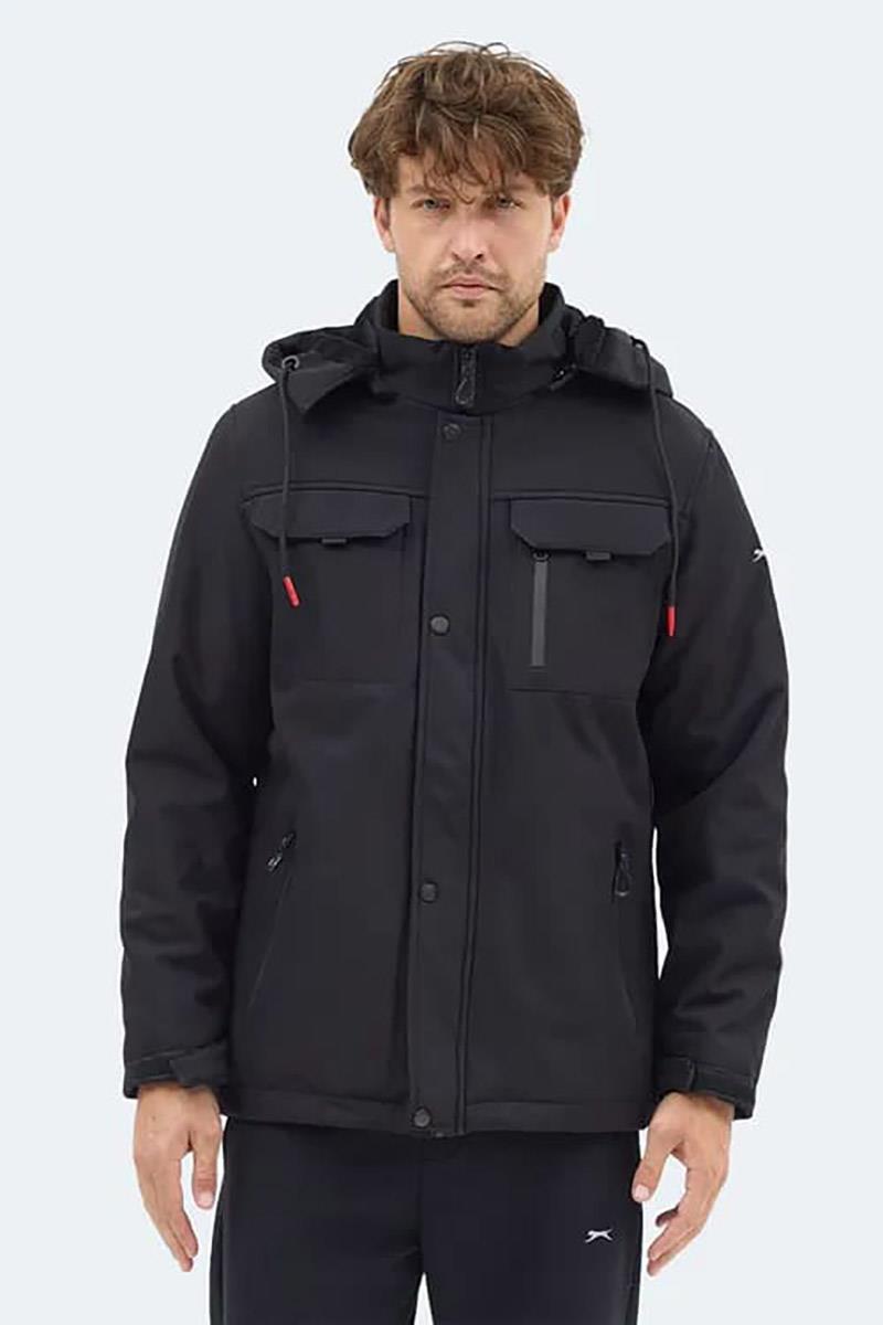 Slazenger GLEAM Erkek Kapüşonlu Siyah Mont & Kaban