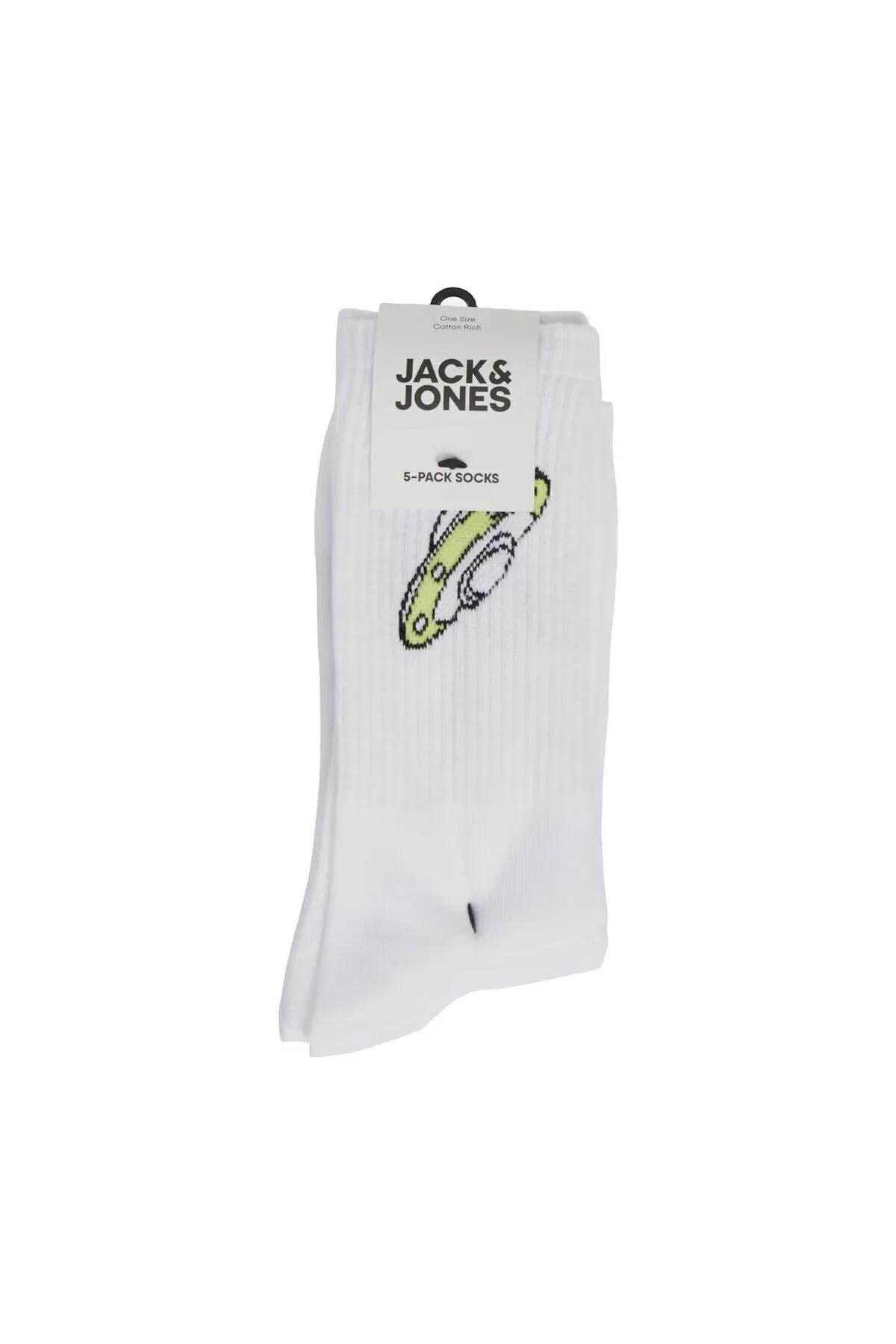 Jack & Jones 5 li Beyaz Pop Art Çorap 12240536