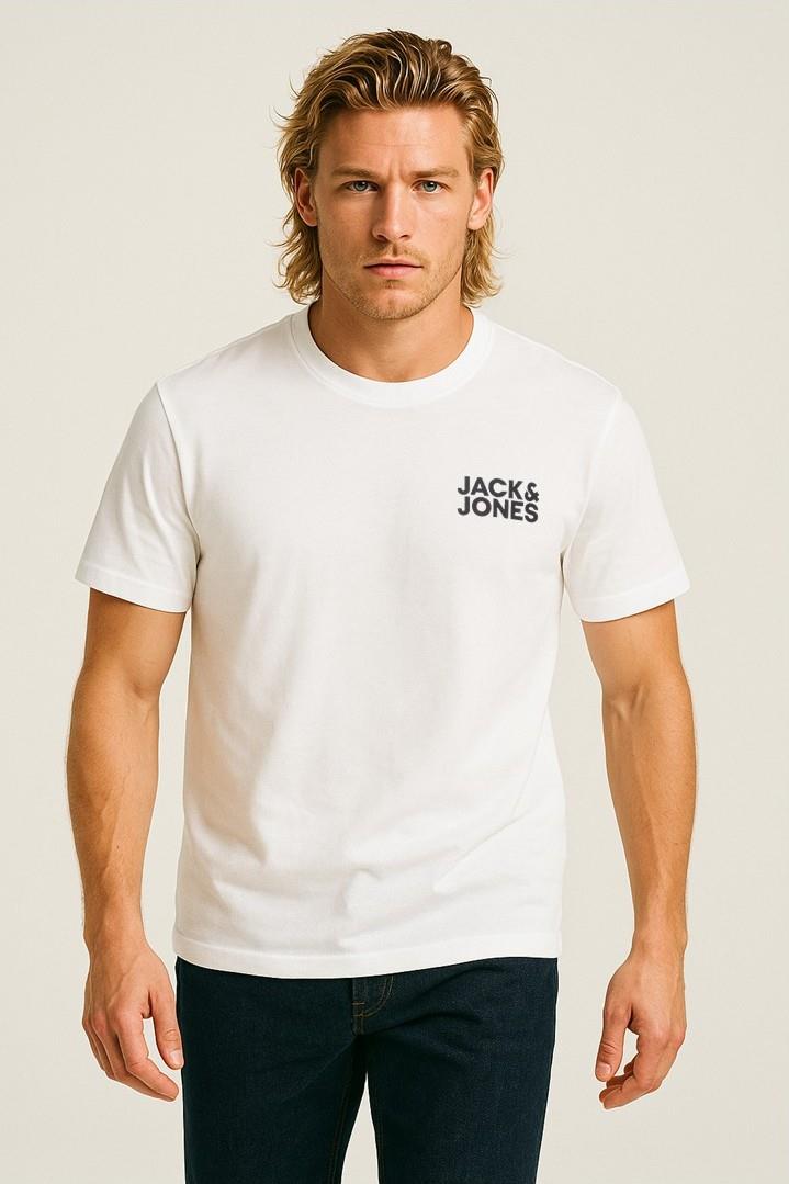 Jack & Jones Corplogo Küçük Logo Erkek Beyaz Tişört 12151955 v5