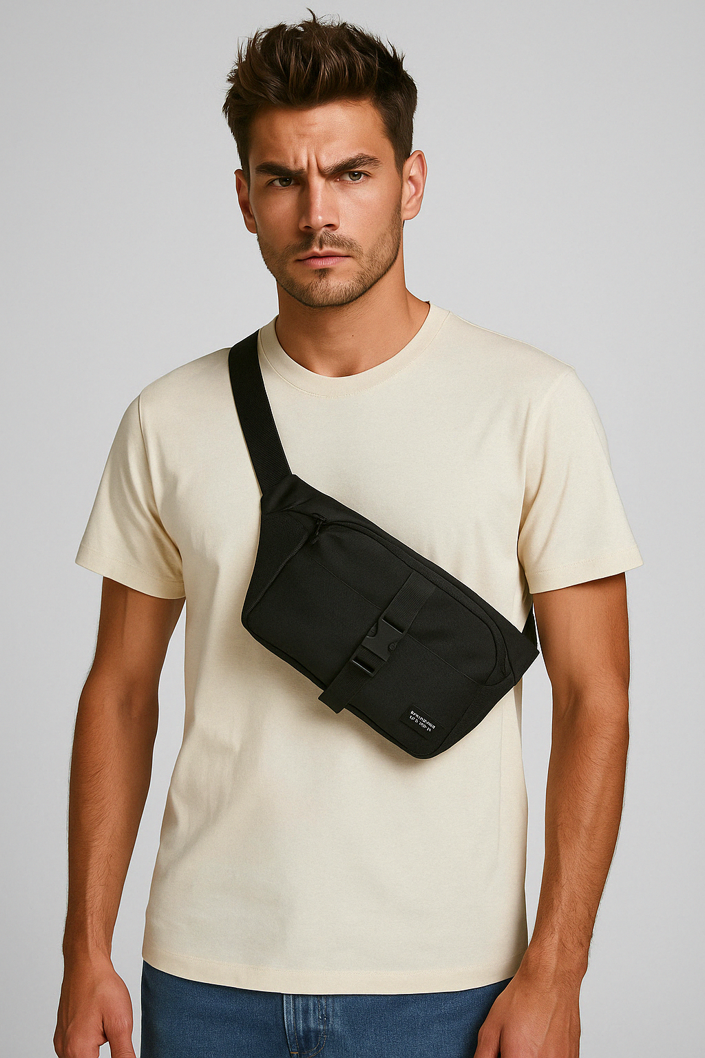 Jack & Jones JACASHFORD Mesh Büyük Bel Çantası Siyah 12233476 v1