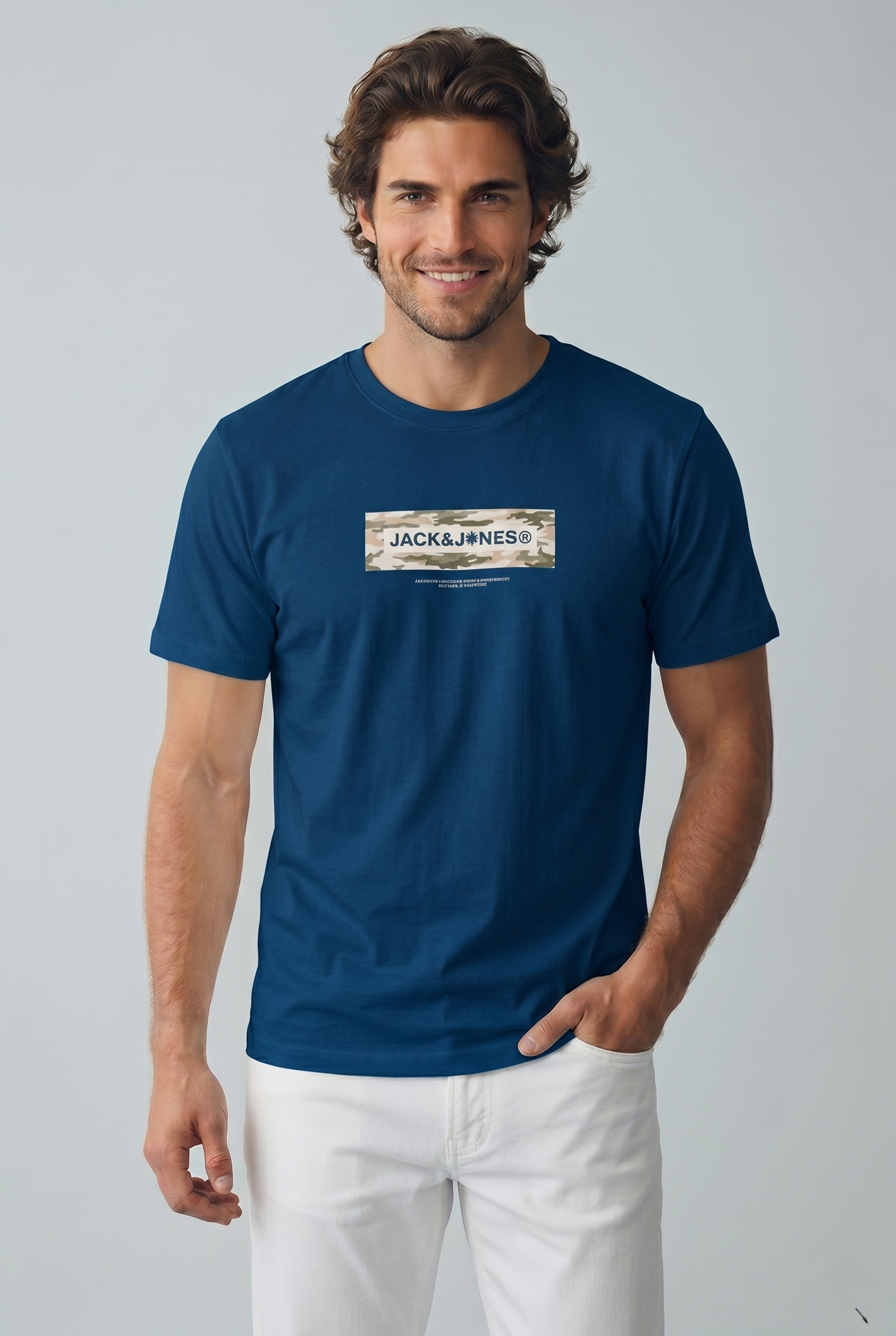 Jack & Jones Jcobreeze Marka Logolu Erkek Poseidon/Petrol Tişört 12297851