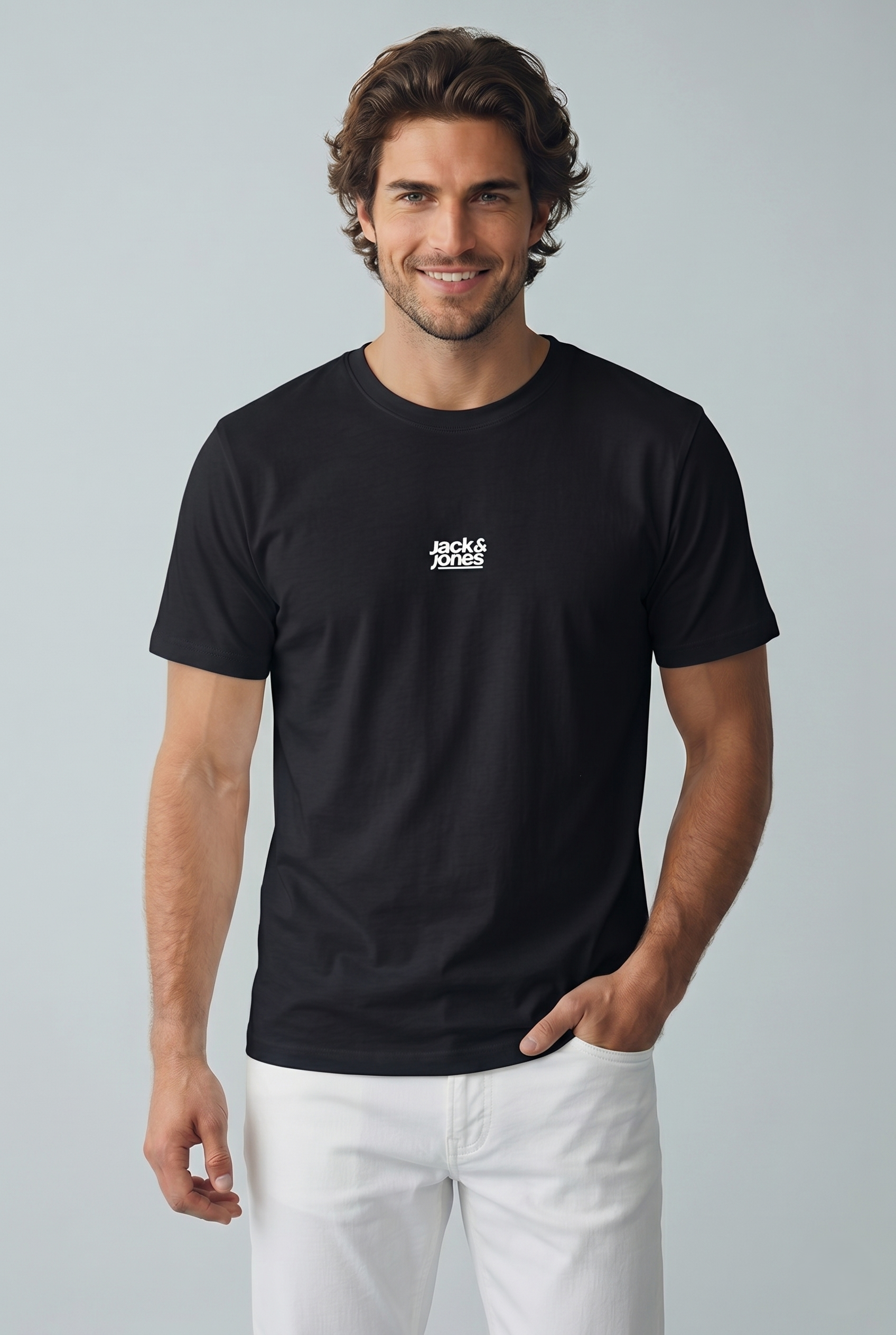 Jack & Jones Jcobreeze Ön Baskılı Bisiklet Yaka Erkek Siyah Tişört 12298989