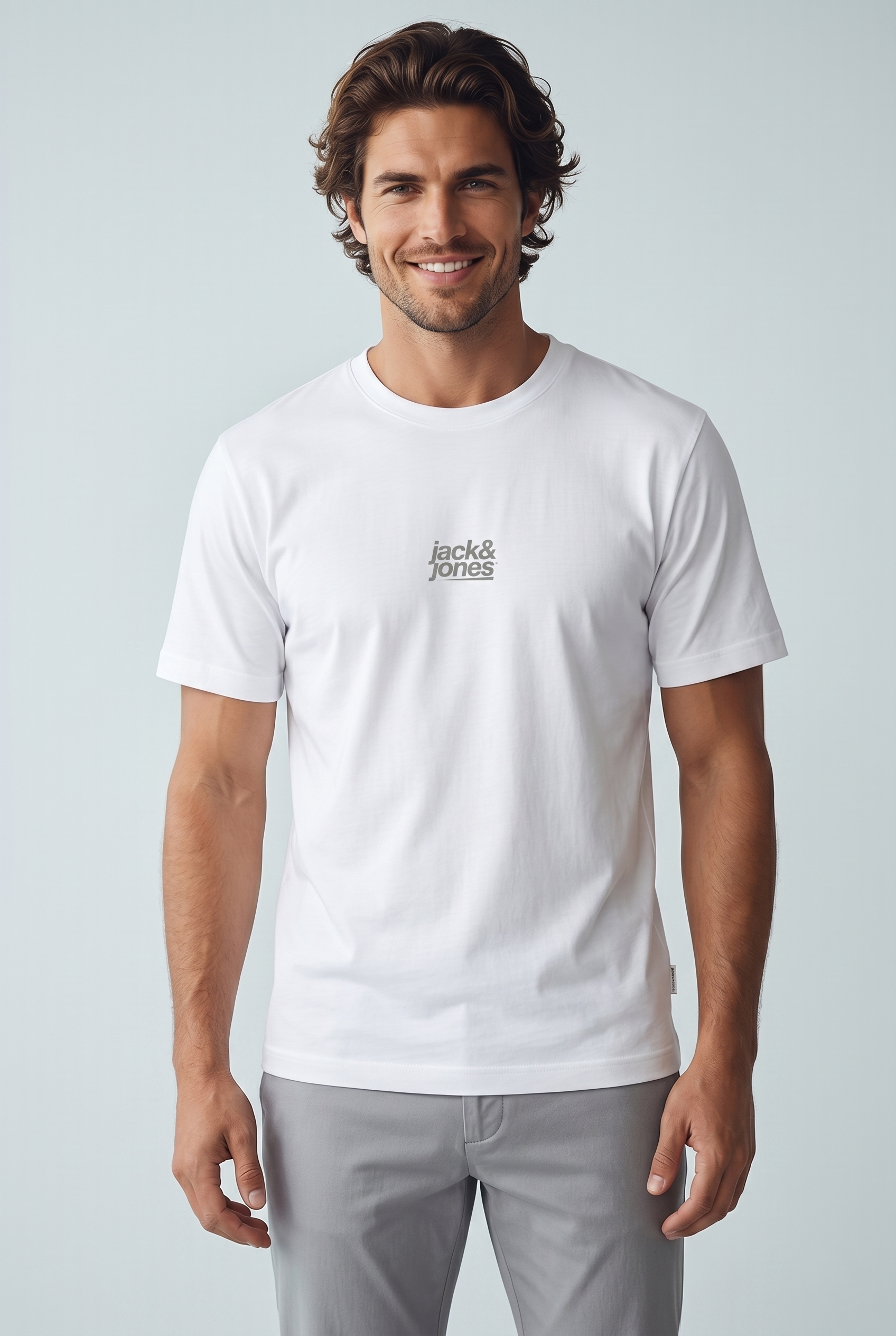 Jack & Jones Jcobreeze Ön Baskılı Bisiklet Yaka Erkek Beyaz Tişört 12298989