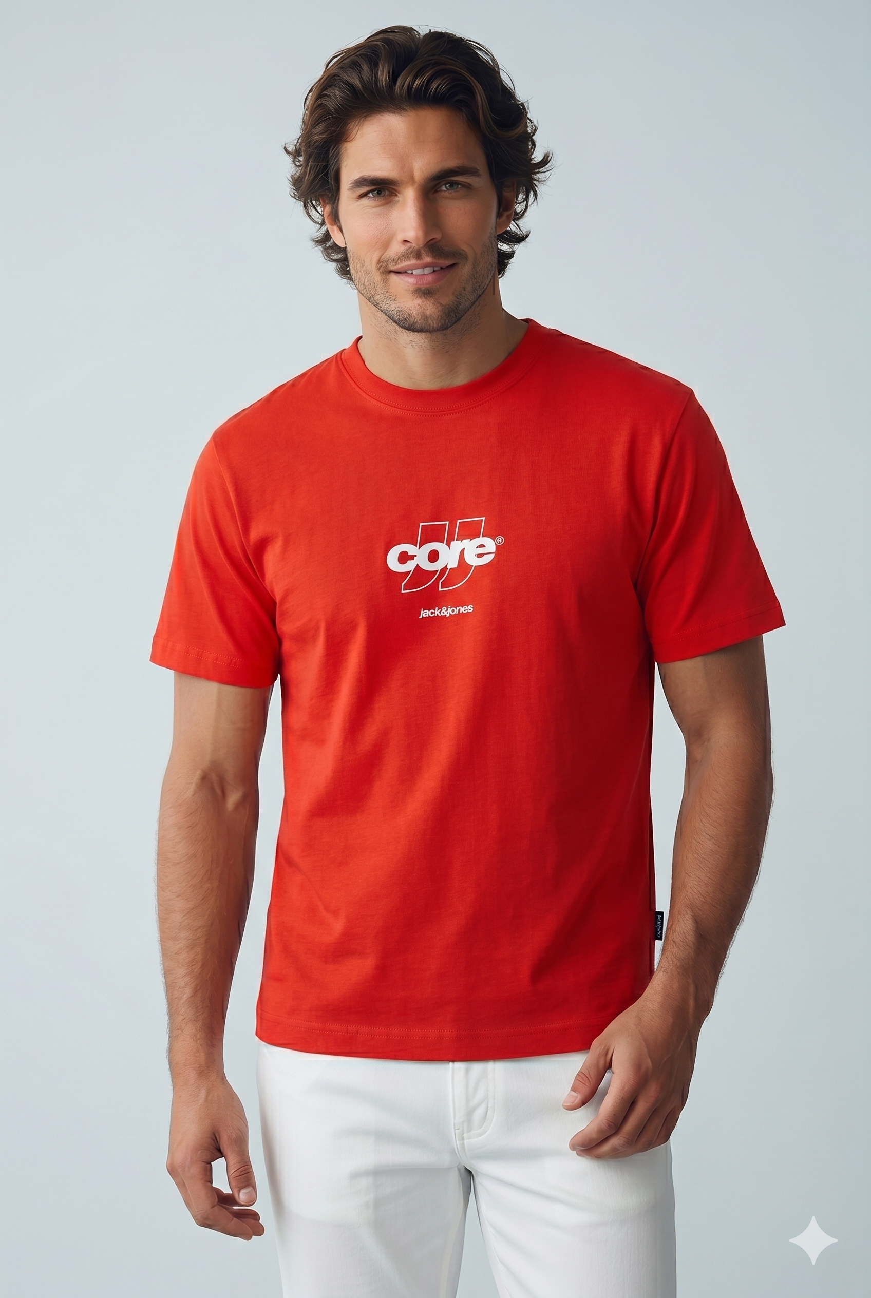 Jack & Jones JCOCLUB FRONT PRINT TEE SS CREW  NECK Logolu Erkek Kırmızı Tişört 12289868