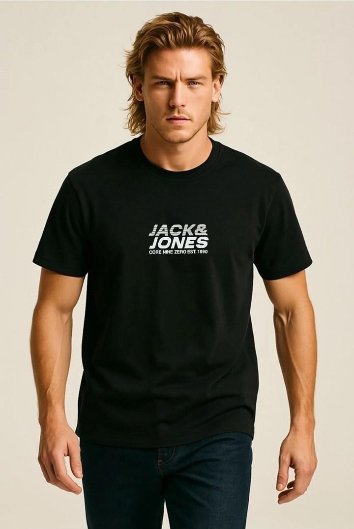 Jack & Jones JCOTARMAC BRANDING Bisiklet Yaka Siyah Erkek TShirt 12276410 v3