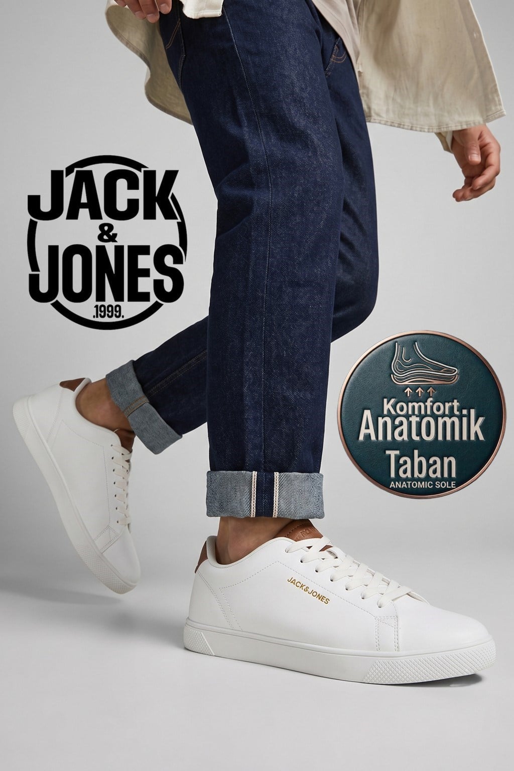 Jack & Jones JFWBOSLEY PU SNEAKER NOOS Erkek Beyaz Spor Ayakkabı 12203642