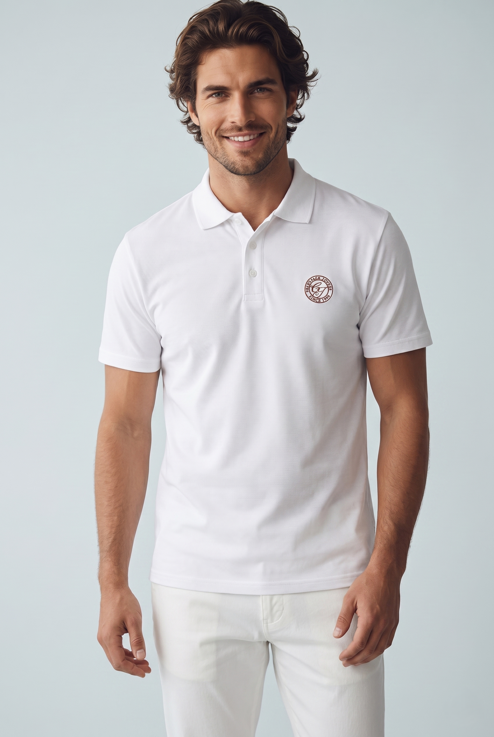 Jack & Jones Jjalliance Polo Yakalı Logolu Beyaz Tshirt 12288108