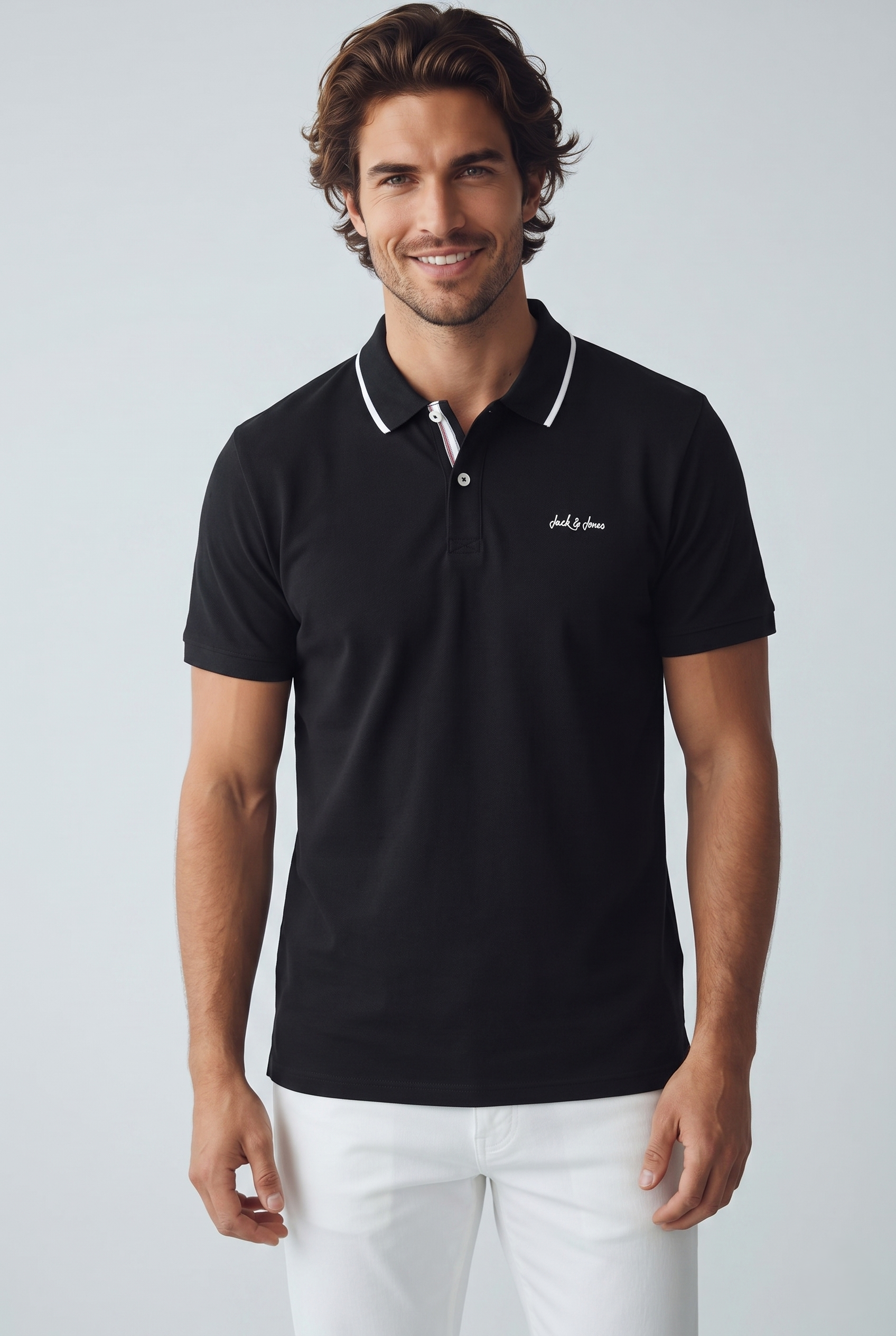 Jack & Jones Jjblaze Polo Yakalı Siyah Tshirt 12288376