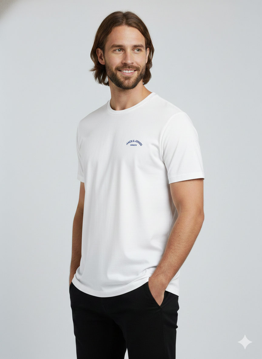 Jack & Jones JJCOLLEGE Logolu Erkek Beyaz Tişört 12288105
