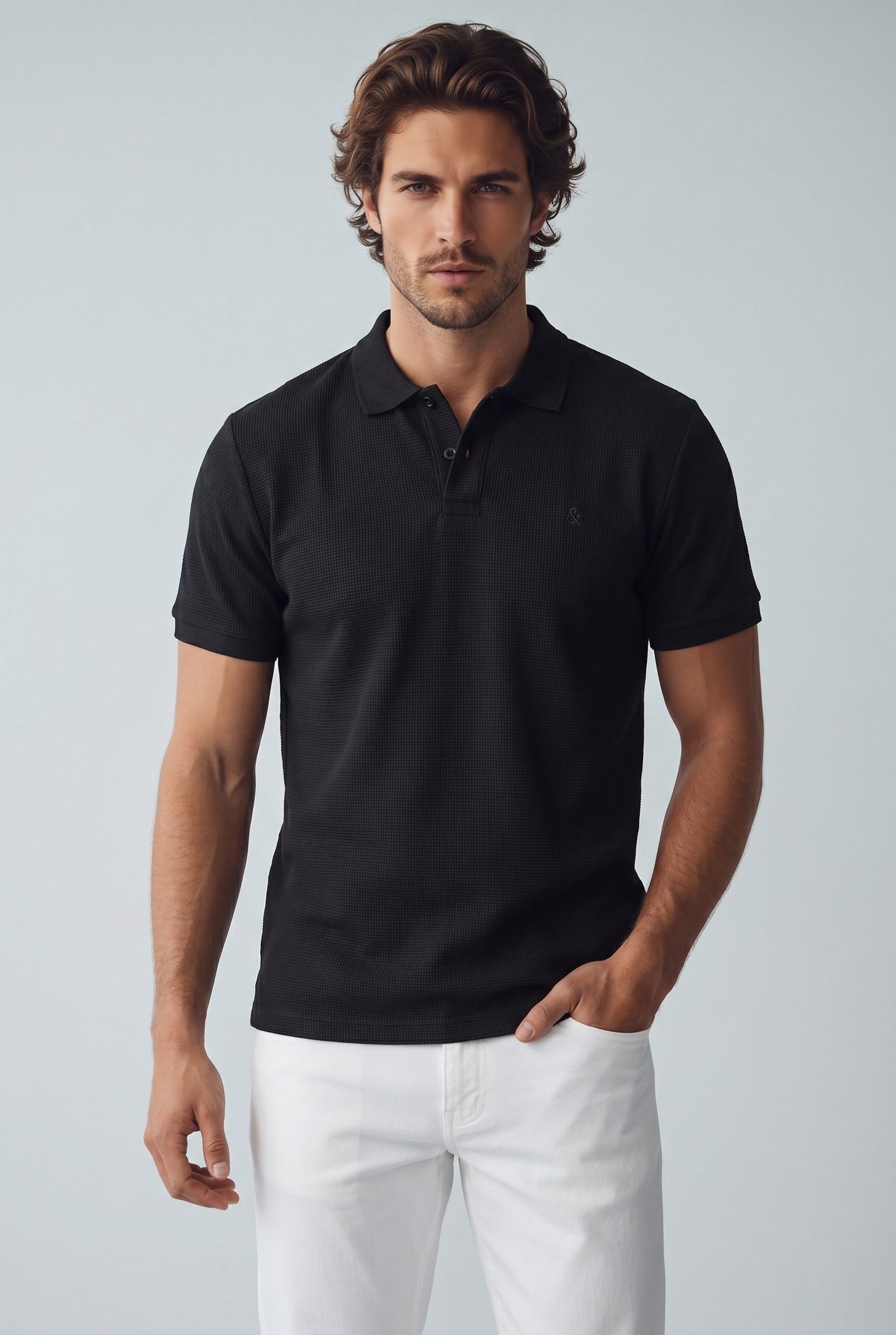 Jack & Jones Jjeaustin Polo Yakalı Siyah Tshirt 12268130