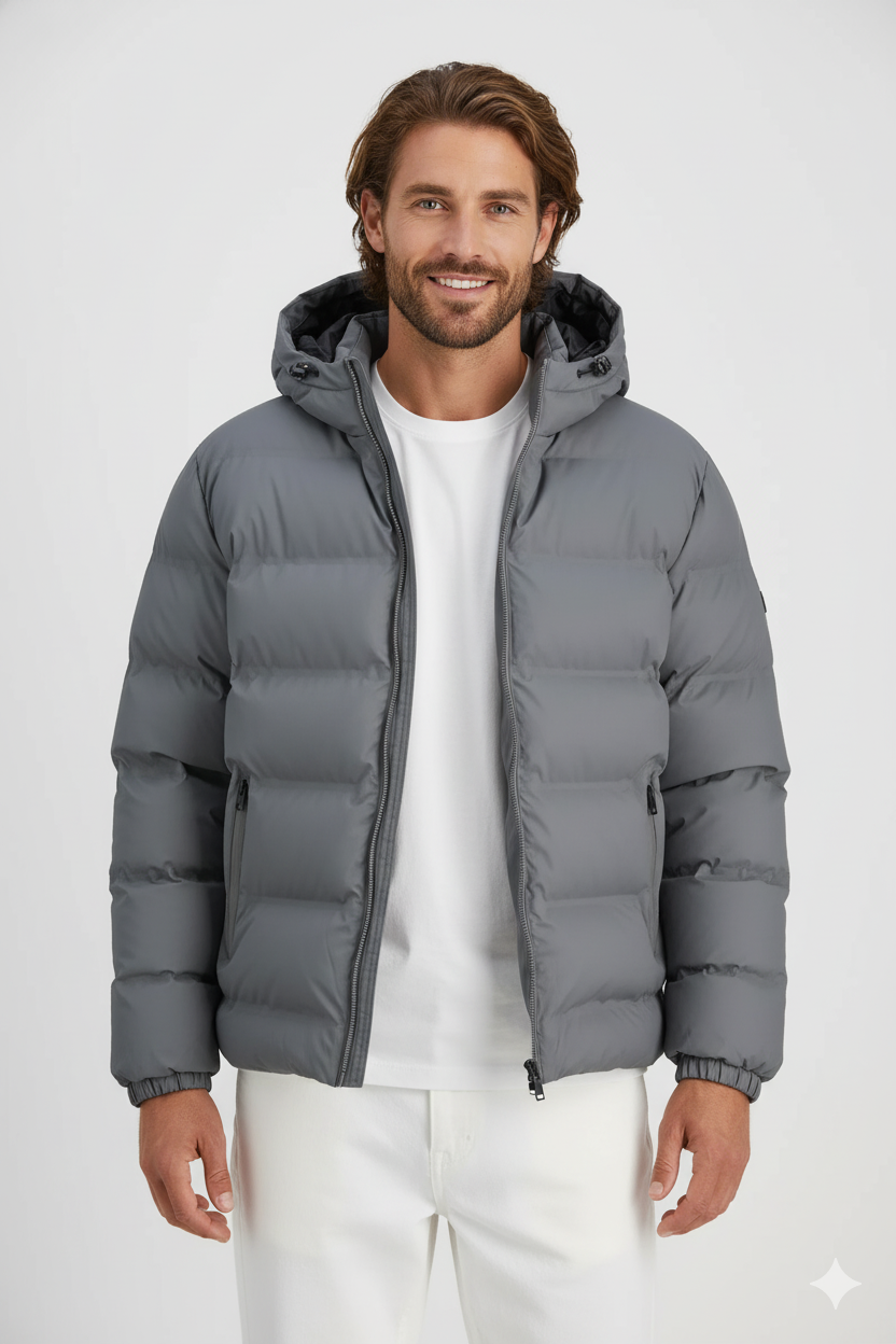 Jack & Jones JJELEMENTS PU PUFFER SN Şişme Erkek Mont Gri 12279239
