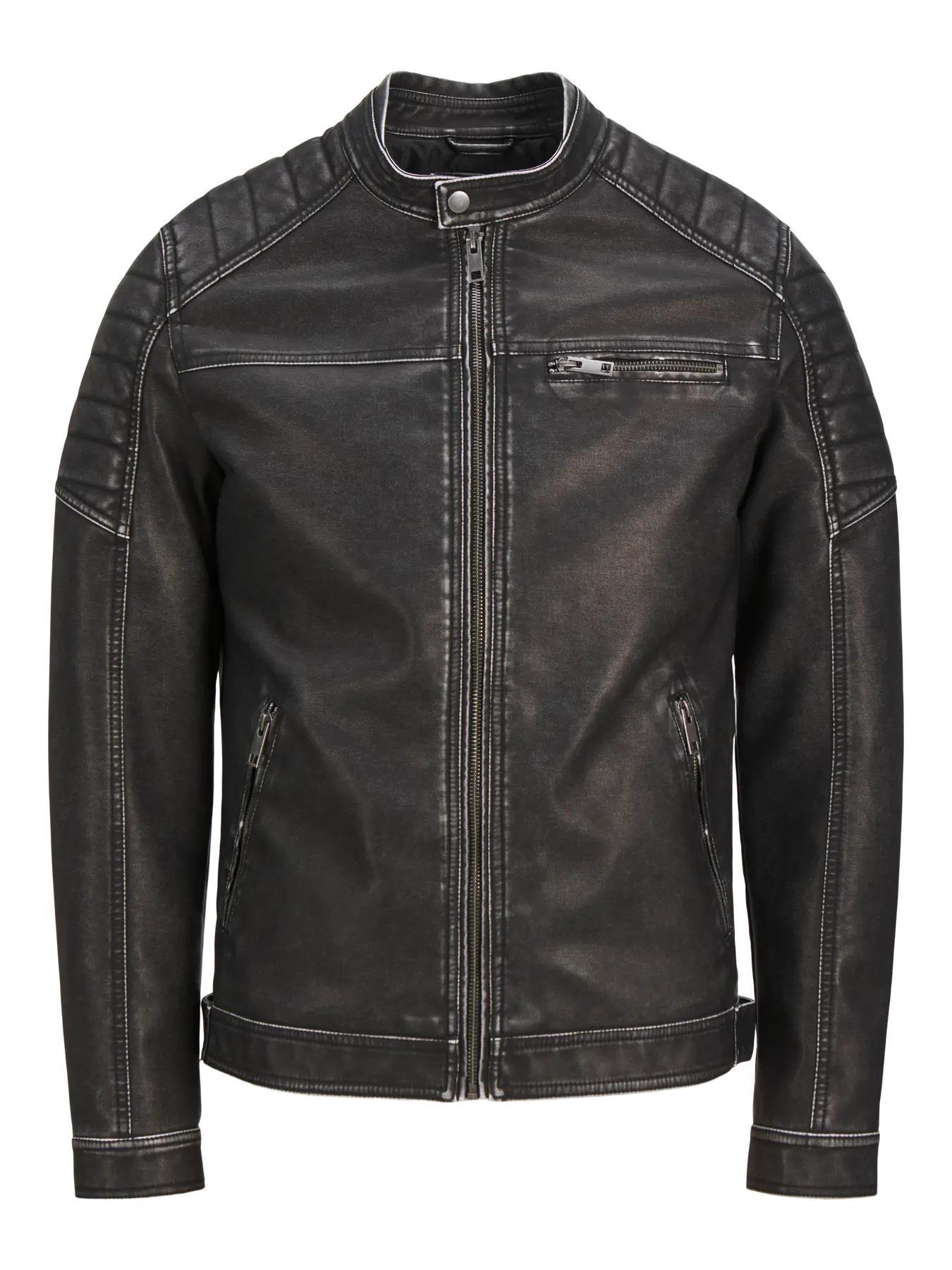 Jack & Jones JJEROCKY Trendy Erkek PU Deri Mont Siyah Yıkama 12273226