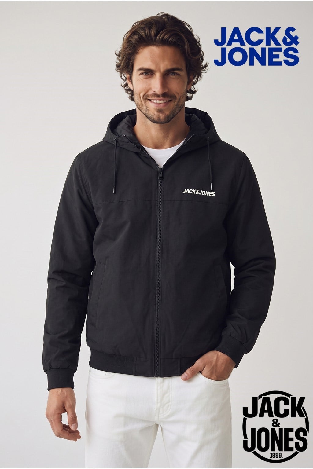 Jack & Jones JJERUSH HOOD BOMBER NOOS Erkek Mont Black 12200208