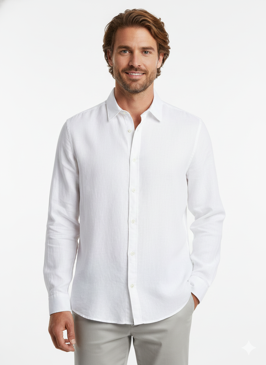 Jack & Jones JJESUMMER Erkek Keten Gömlek Beyaz 12248384