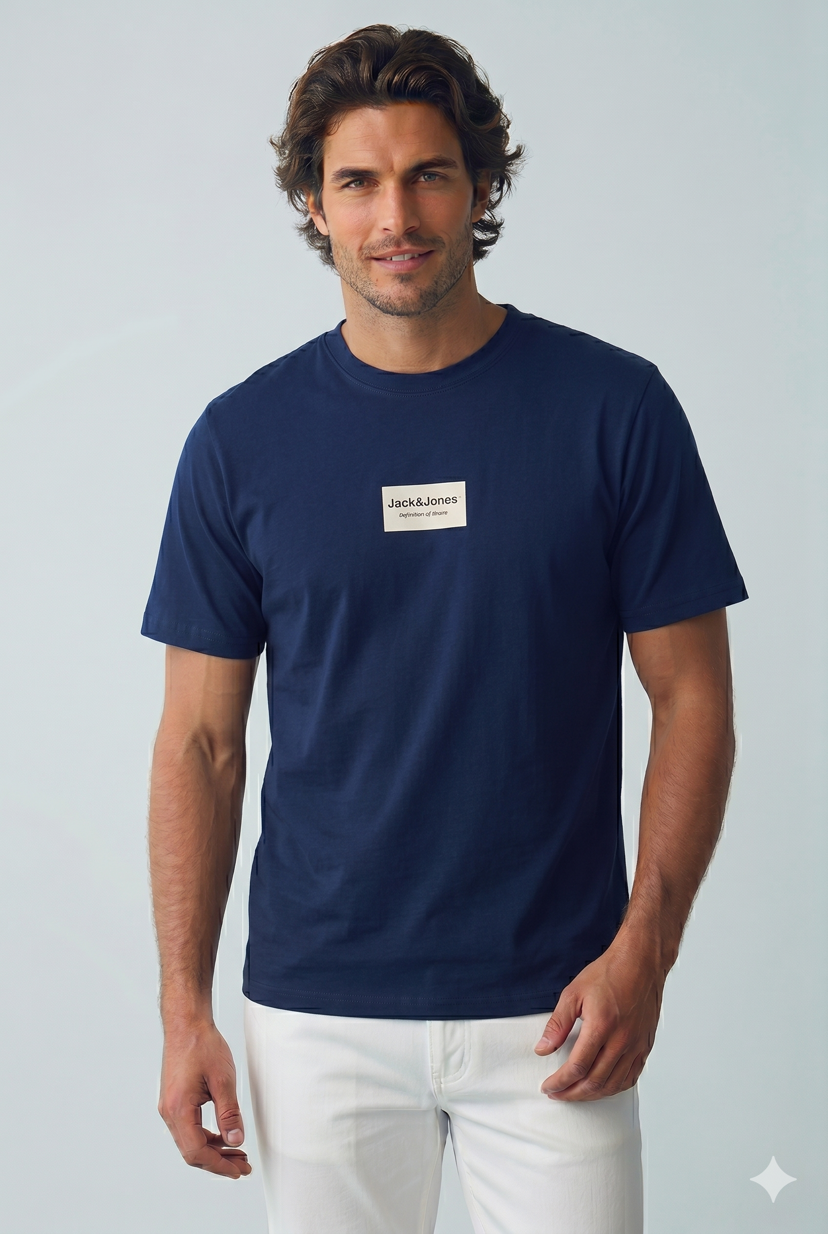 Jack & Jones JJFRANK TEE SS CREW NECK Logolu Erkek Navy Blazer Tişört 12288092