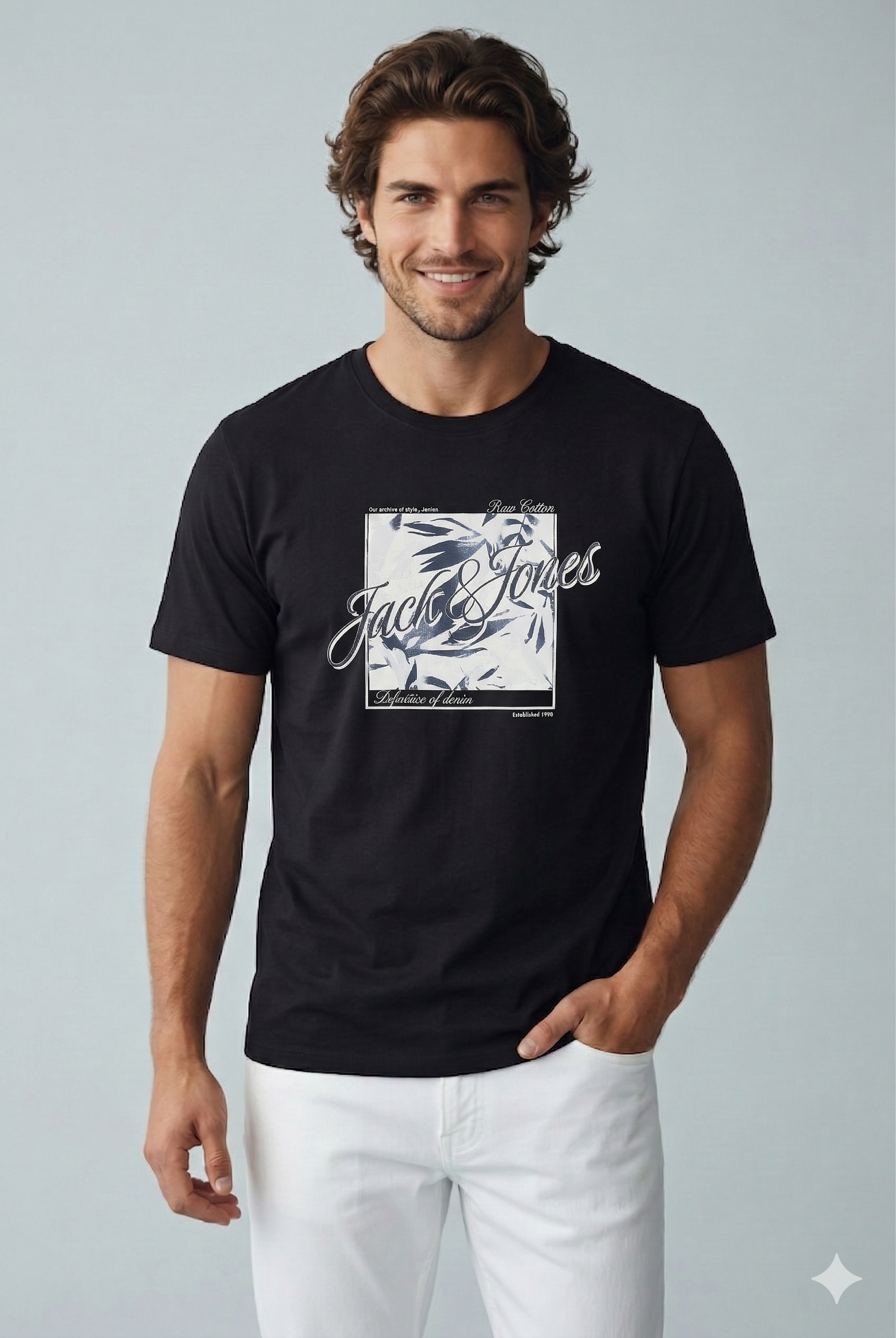 Jack & Jones JJHONOLULU SHAPE TEE SS CREW NECK LN Logolu Erkek Siyah Tişört 12288088
