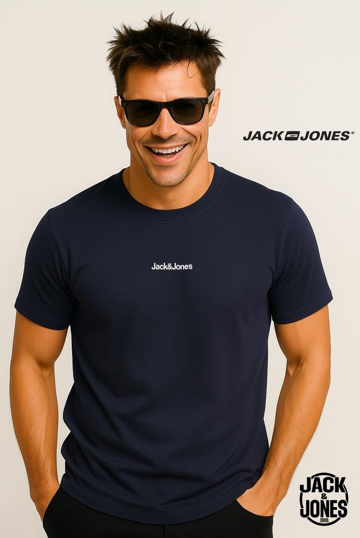 Jack & Jones JJMINE Logolu Sırtı Baskılı Lacivert Erkek Tişört 12278513 v1