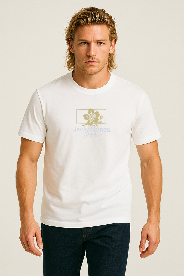 Jack & Jones JORAZUR J&J Logolu Erkek Beyaz Tişört 12286056