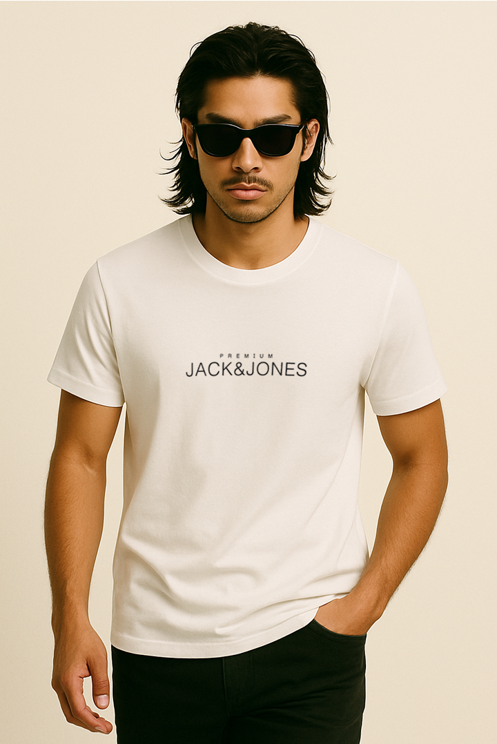 Jack & Jones JPRBLAVANCE J&J Logolu Erkek Kırık Beyaz Tişört 12282251
