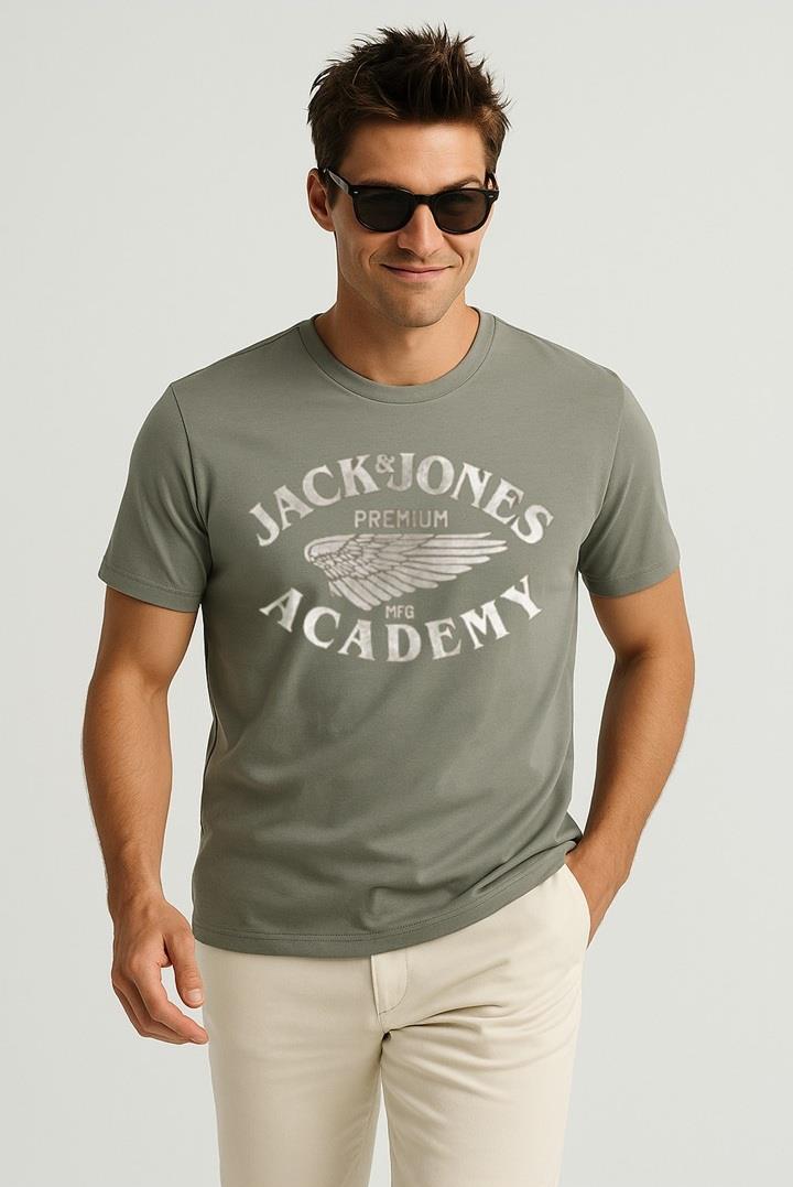 Jack & Jones JPRBLUFREDDY Bisiklet Yaka Haki Erkek TShirt 12276650 v1