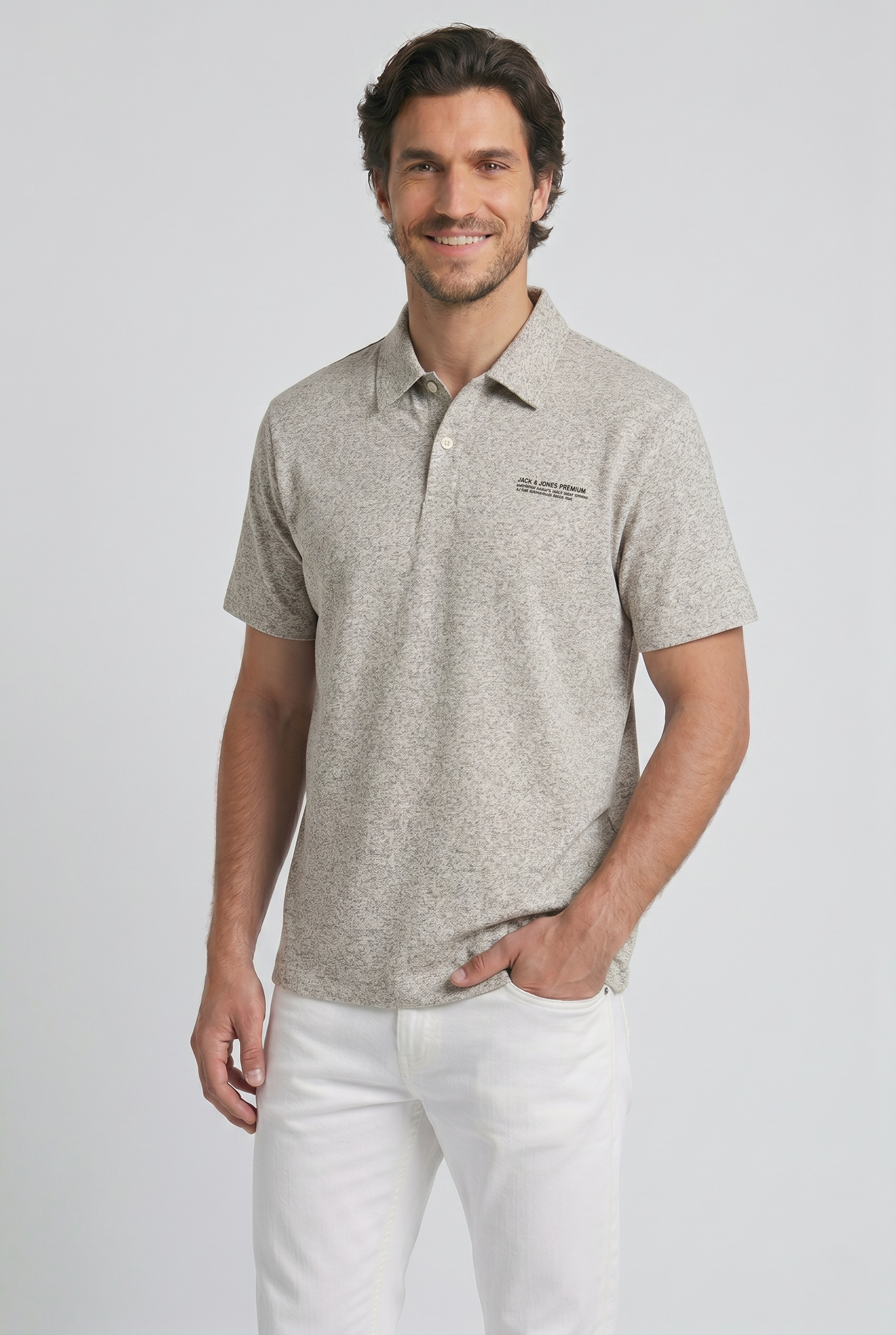 Jack & Jones JPRLEWIS Logolu Bej Erkek Polo Yaka Tişört 12286349
