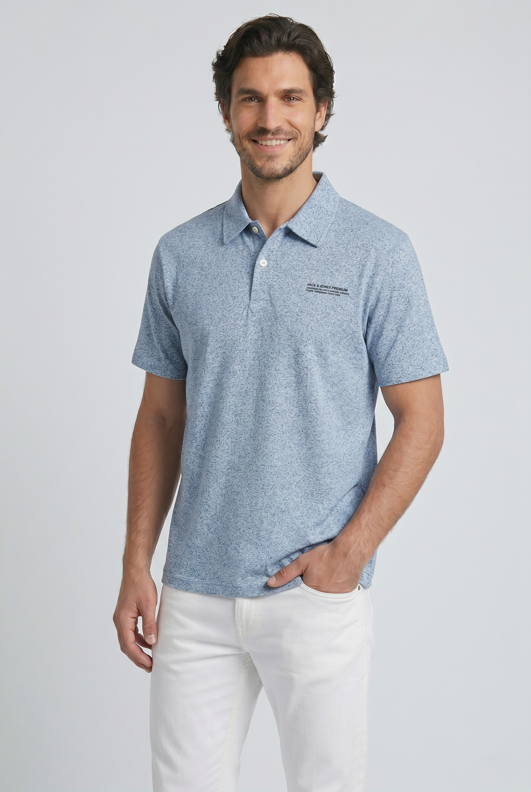 Jack & Jones JPRLEWIS Logolu Mavi Erkek Polo Yaka Tişört 12286349