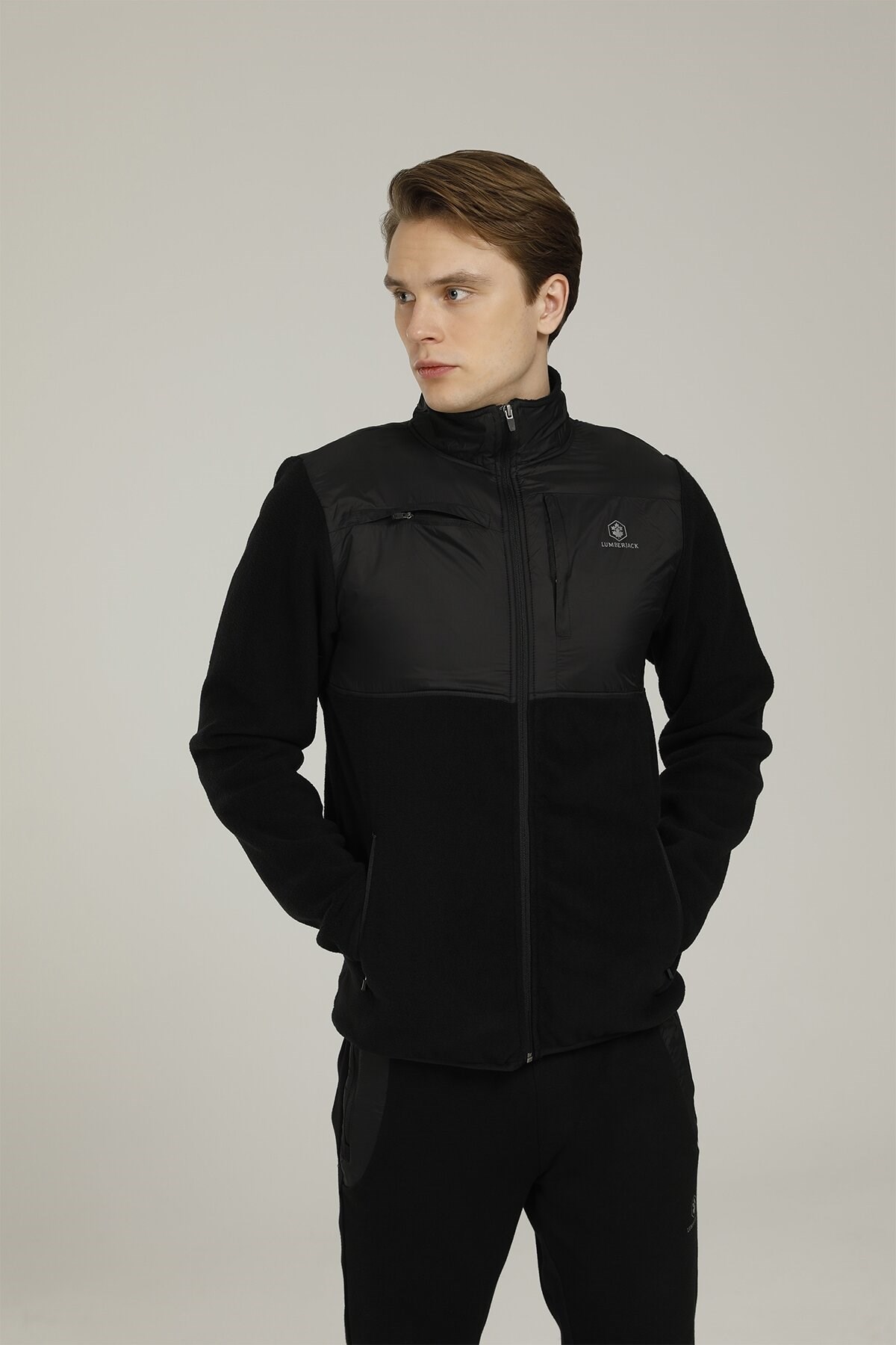 Lumberjack Joseph Polar Erkek Fermuarlı Sweat Ceket Siyah v1