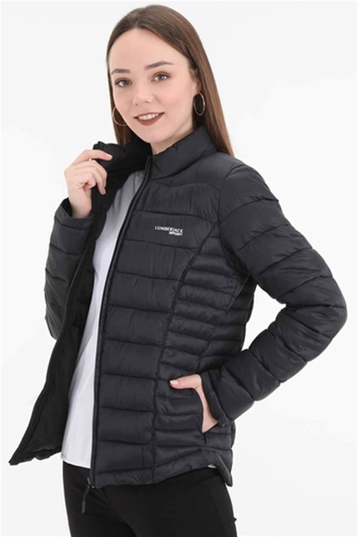 Lumberjack Padded Coat Kadın Şişme Hafif Mont Siyah v1