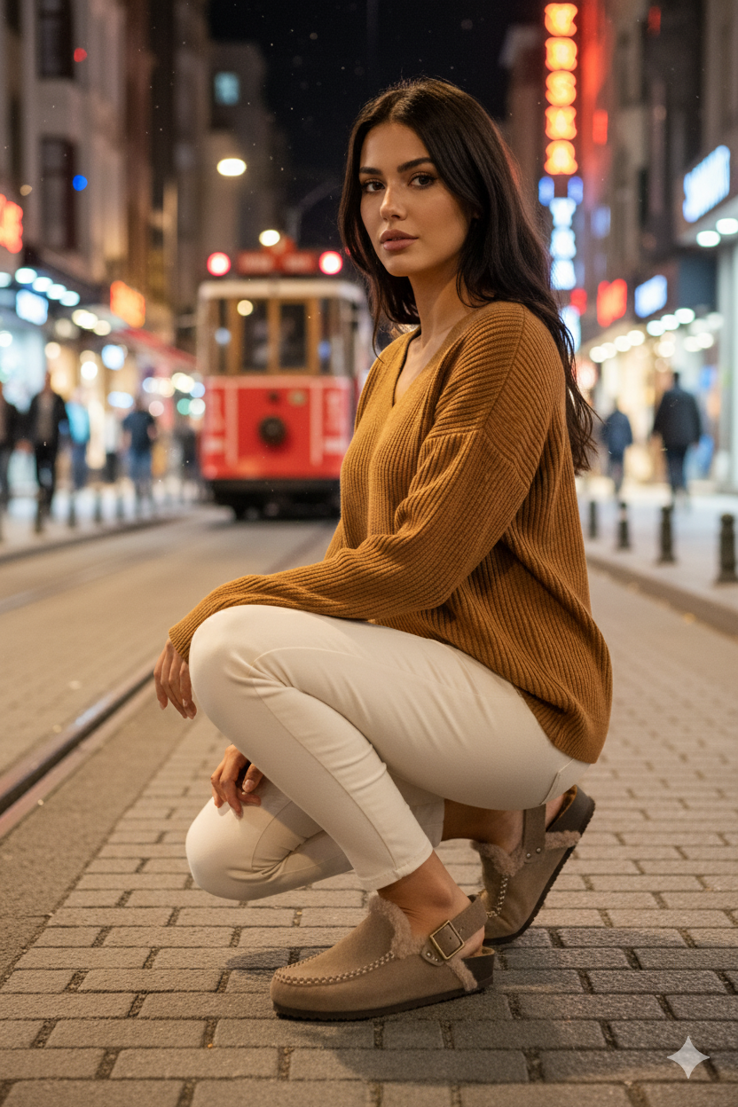 Manijero Alba Kürklü Premium MNR.016 Kadın Vizon Günlük Hakiki Deri Sandalet Terlik