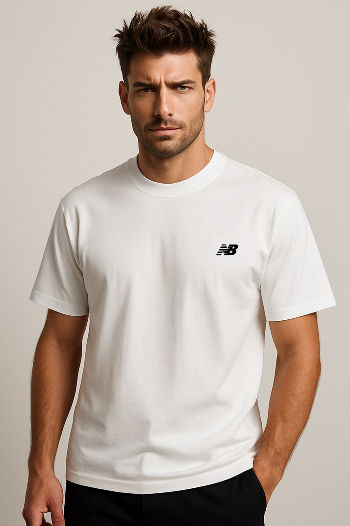 New Balance Clasic Basic Logo Tişört Beyaz Erkek Tshirt MNT1537-WT v1