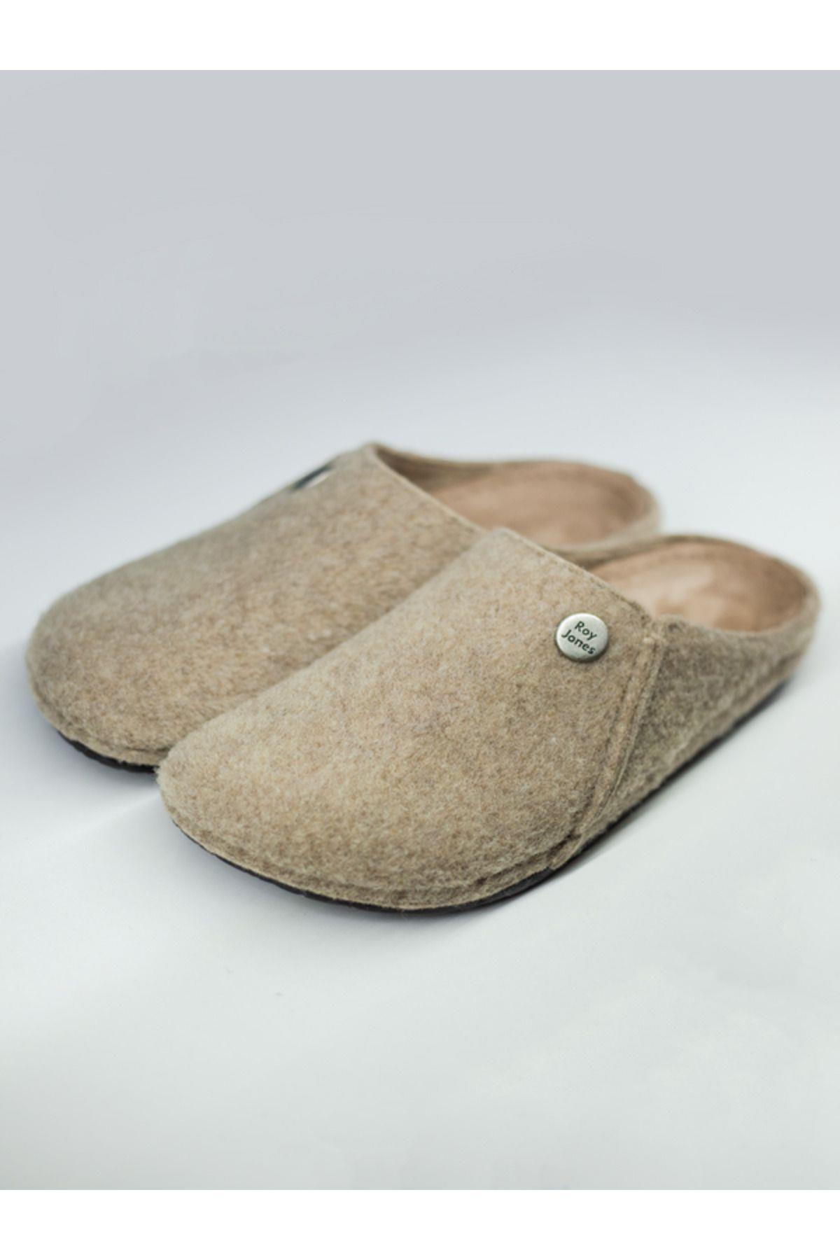 Roy Jones Unisex Bej İtalyan Keçe Terlik 6800 v1