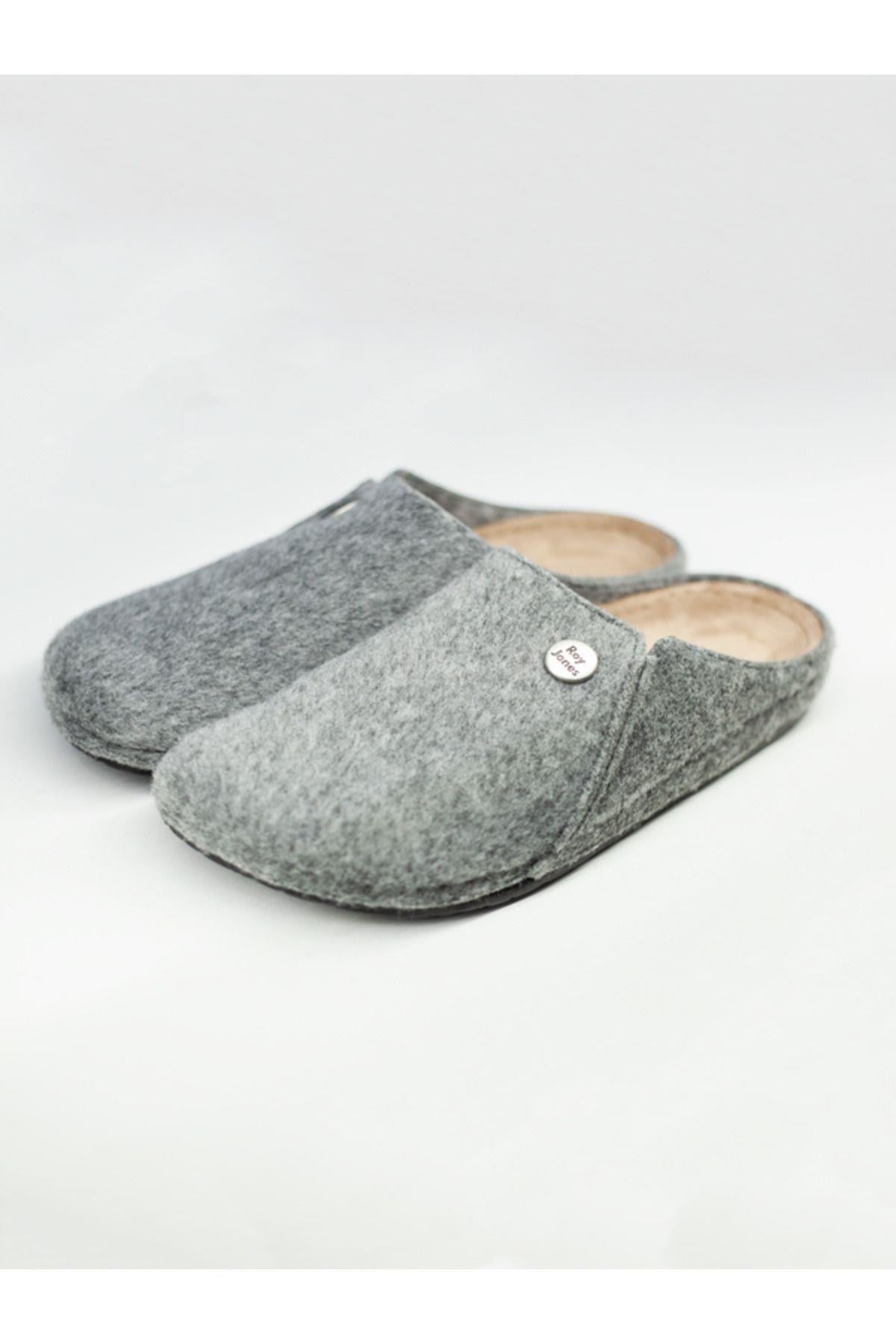 Roy Jones Unisex Gri İtalyan Keçe Terlik 6800 v1